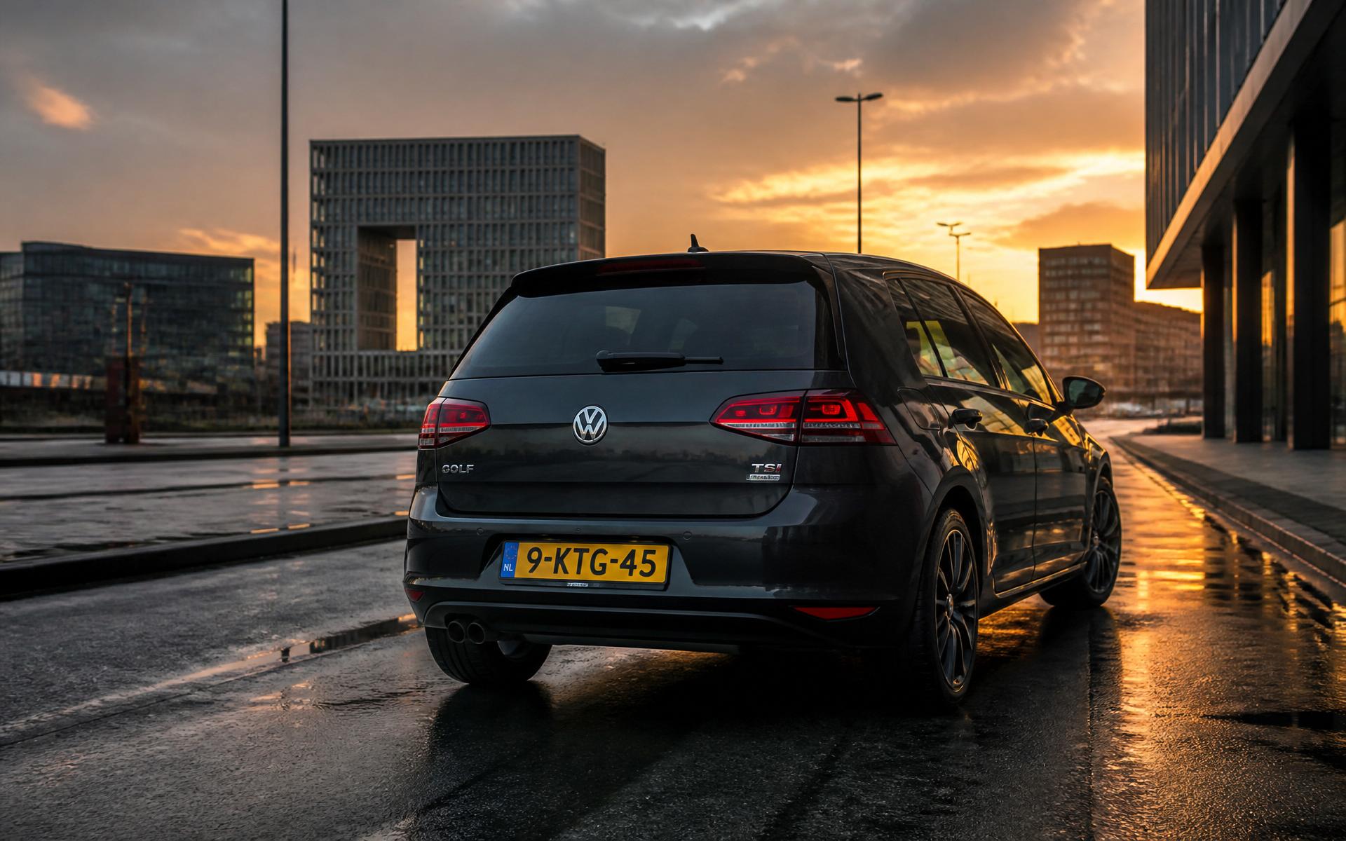 Volkswagen Golf importée des Pays-Bas au coucher de soleil